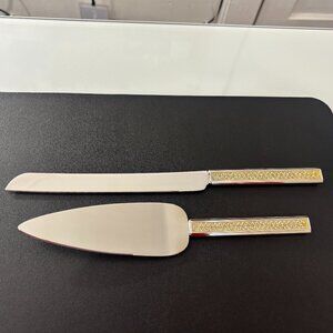 Gorham "Razzle Dazzle" Clear Dessert Set (Cake Knife & Server) Stainless Steel